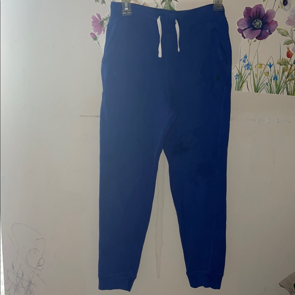 Vibrant Blue Jogger Pants With White Drawstring